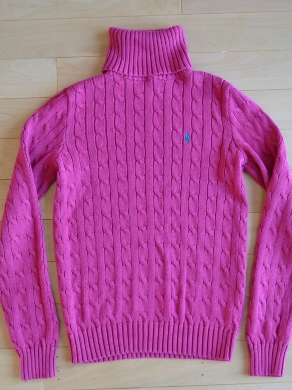 Ralph Lauren Pink Cable-Knit Turtleneck Sweater